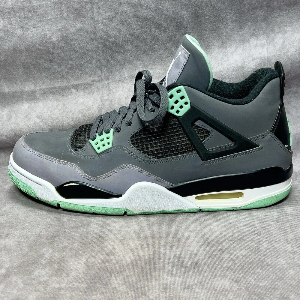 Jordan 4 Retro Green Glow 2013 Mens 11.5 Dark Grey Cement Black 308497-033